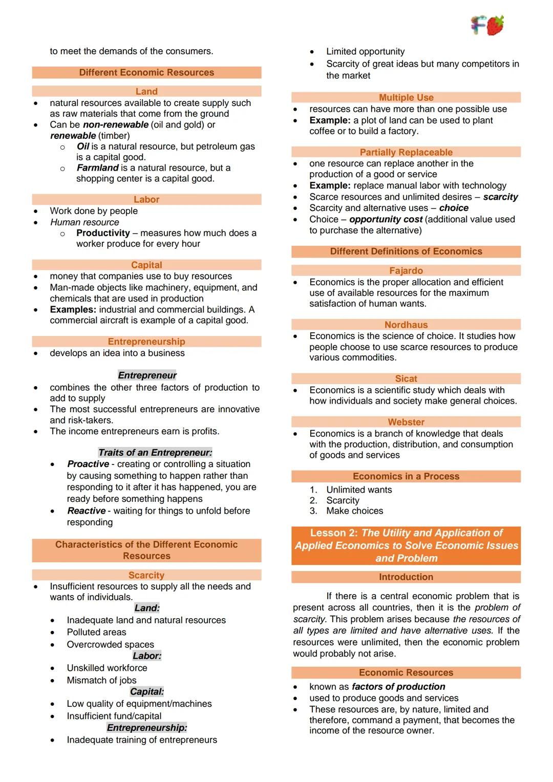 Applied Economics
Lesson 1: Economics as a Social Science and
Applied Science in Terms of Nature and Scope
The Nature and Scope of Economics