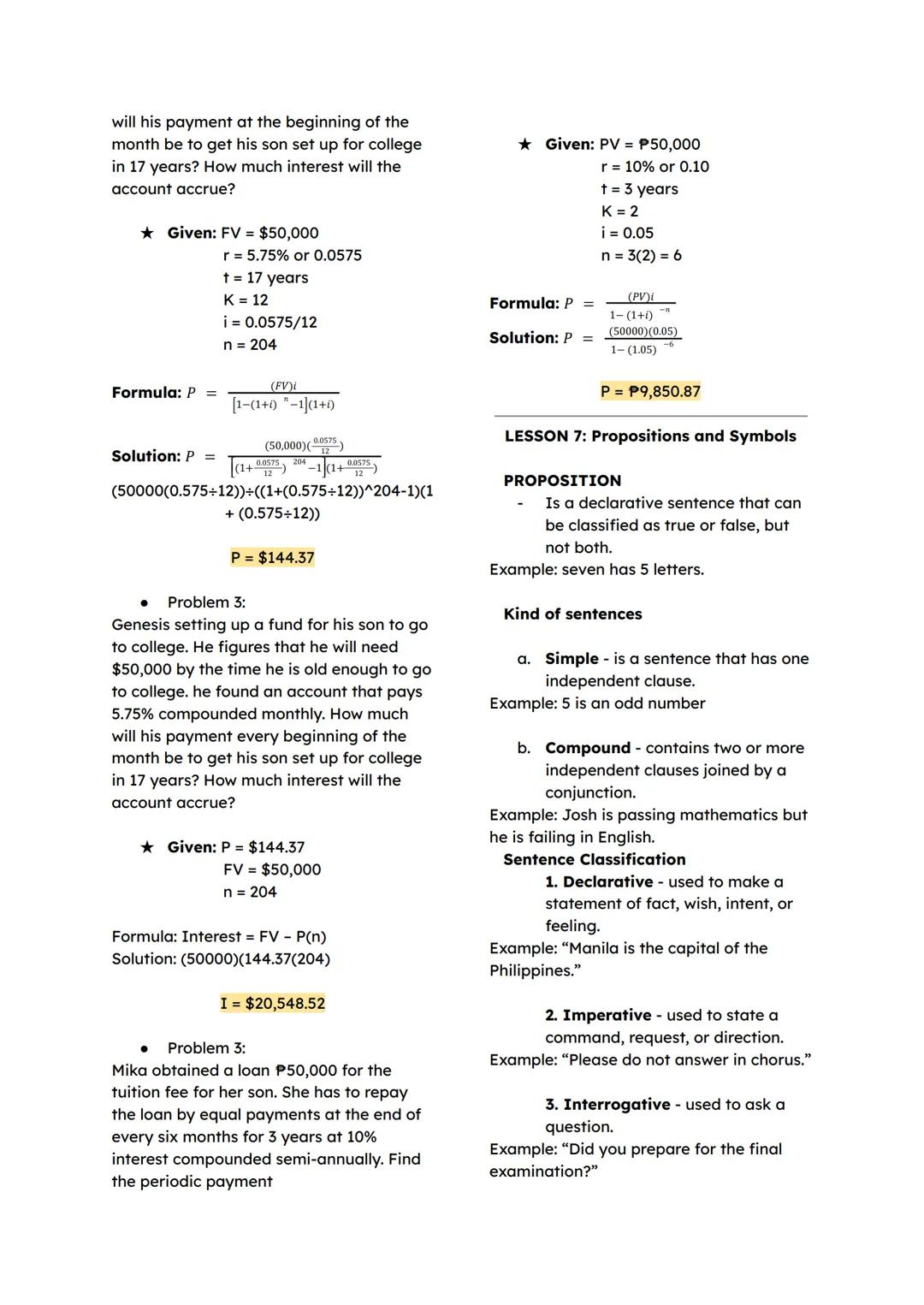 LESSON 1: SIMPLE INTEREST
CONVERTING PERCENT TO DECIMAL
- drop the percent sign and move
the decimal point two places to the
left.
15% = 0.1