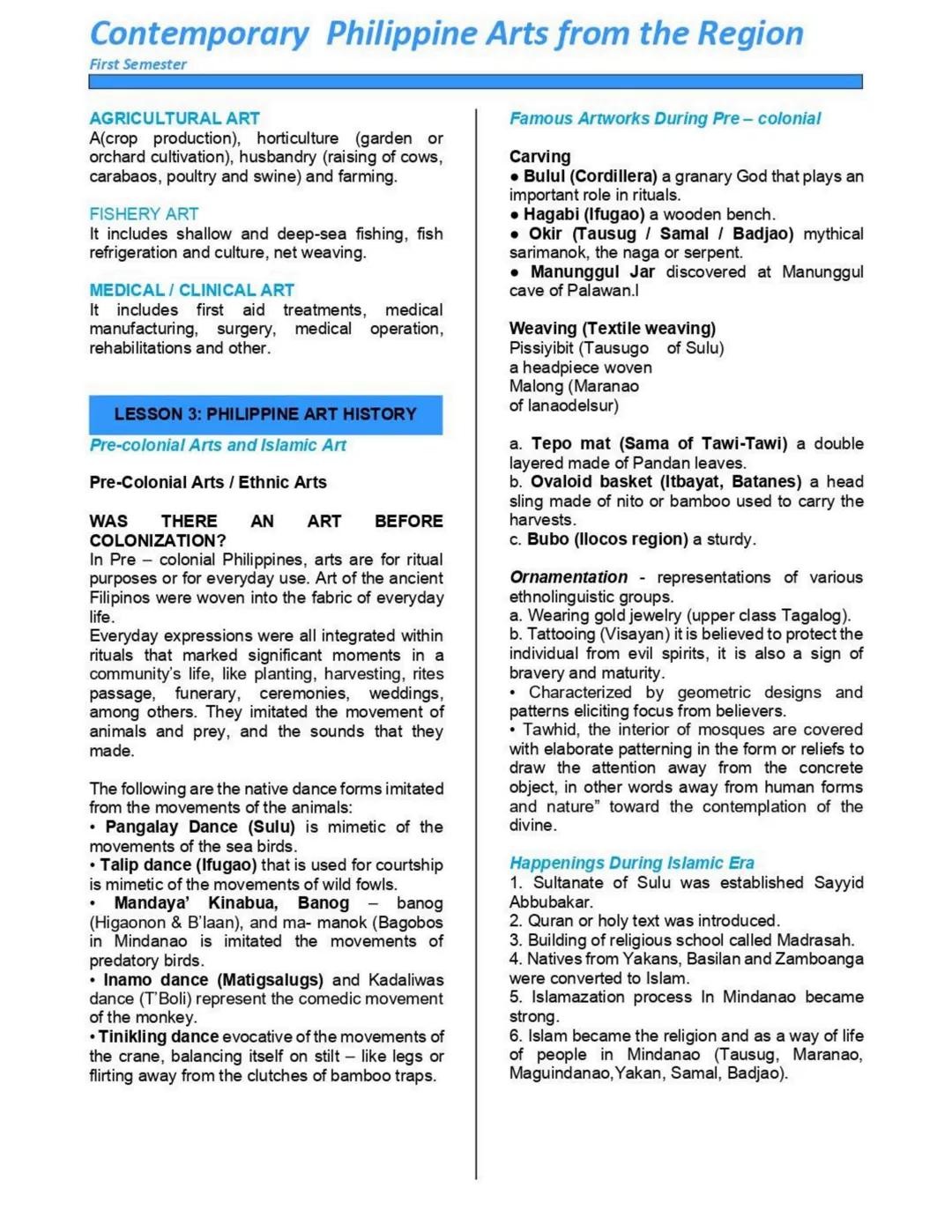 Contemporary Philippine Arts from the Region
First Semester
LESSON 1: CONTEMPORARY ART
PRACTICES FROM VARIOUS REGIONS
WHAT IS ART?
Art is a