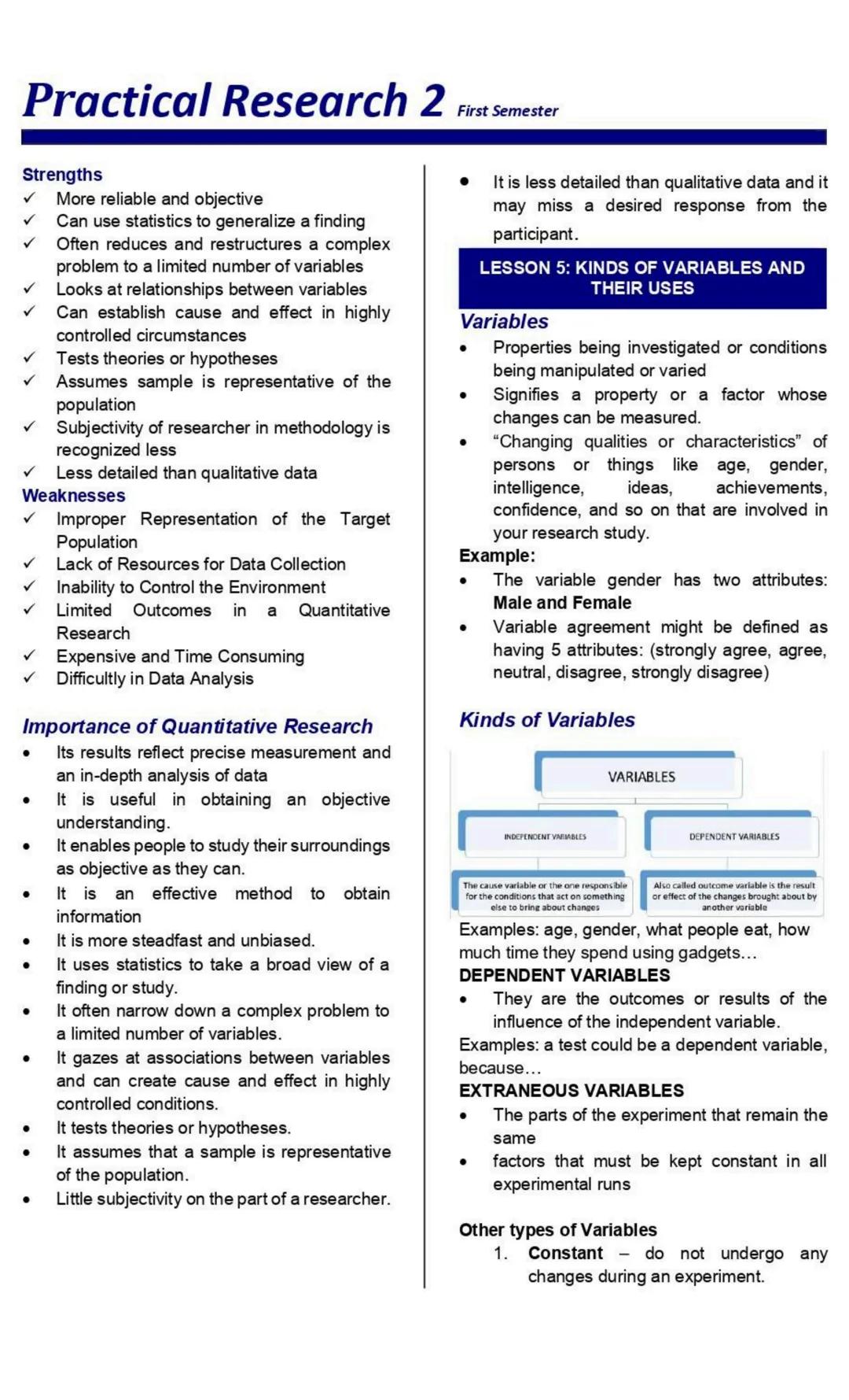 Practical Research 2
First Semester
LESSON 1: QUANTITATIVE RESEARCH
Characteristics of Quantitative
Research
We know well that by knowing th