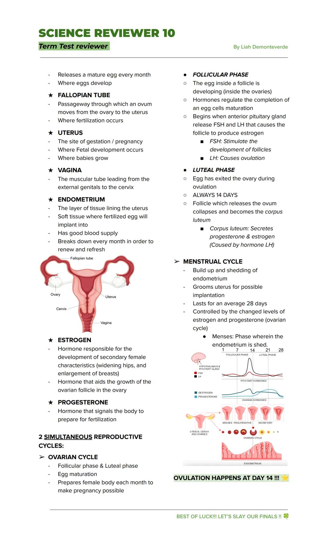 SCIENCE REVIEWER 10
Term Test reviewer
By Liah Demonteverde
REPRODUCTIVE
SYSTEM
SEXUAL REPRODUCTION
- Production of new living organisms
by