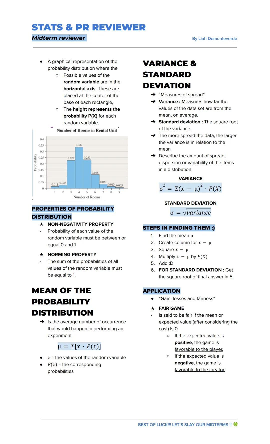 STATS & PR REVIEWER
Midterm reviewer
By Liah Demonteverde
STATISTICS
→ Defined as science that studies data
to be able to make a decision
→