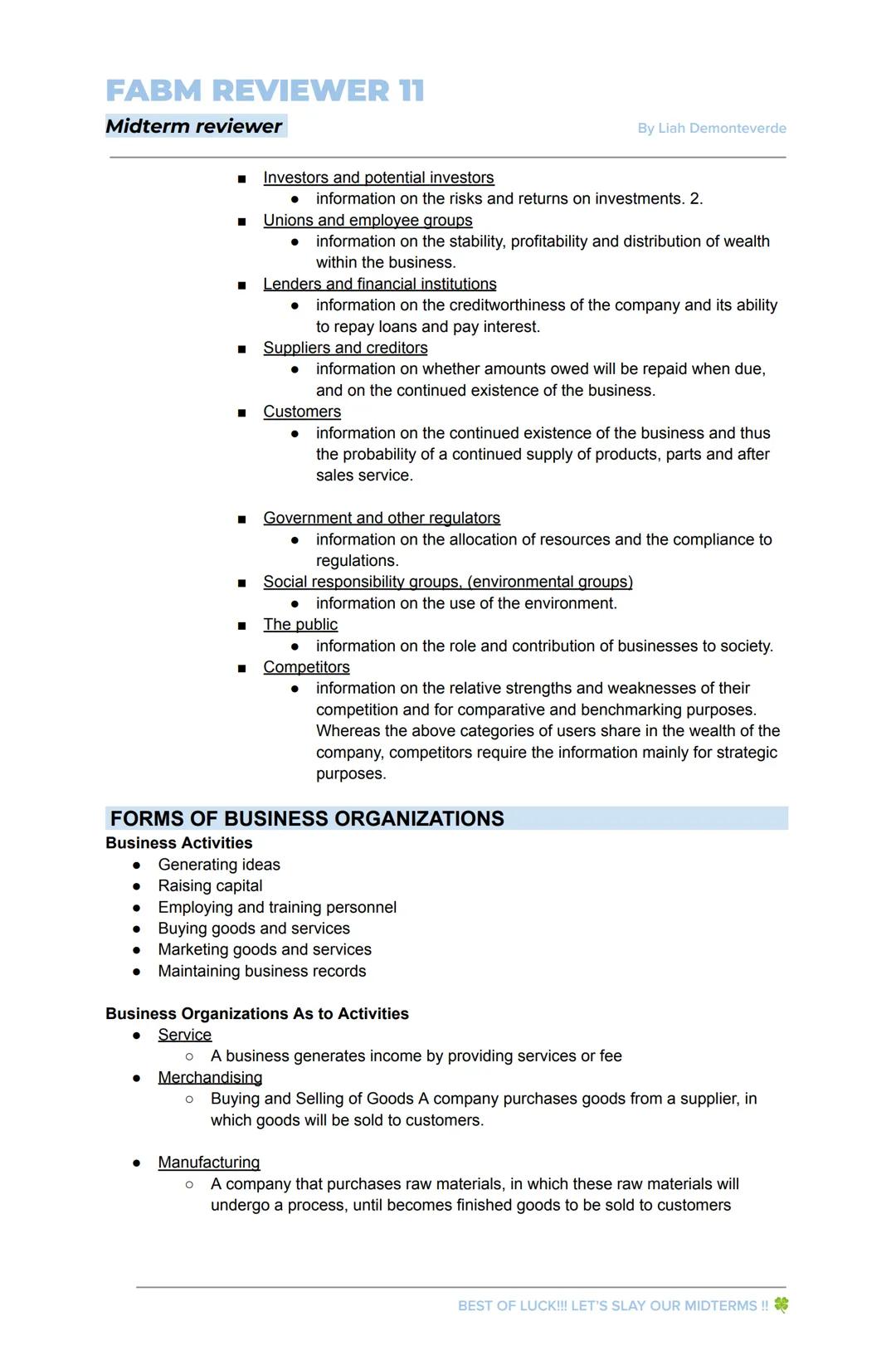 FABM REVIEWER 11
Midterm reviewer
INTRODUCTION TO ACCOUNTING
By Liah Demonteverde
Accounting
"Accounting is the process of IDENTIFYING, RECO