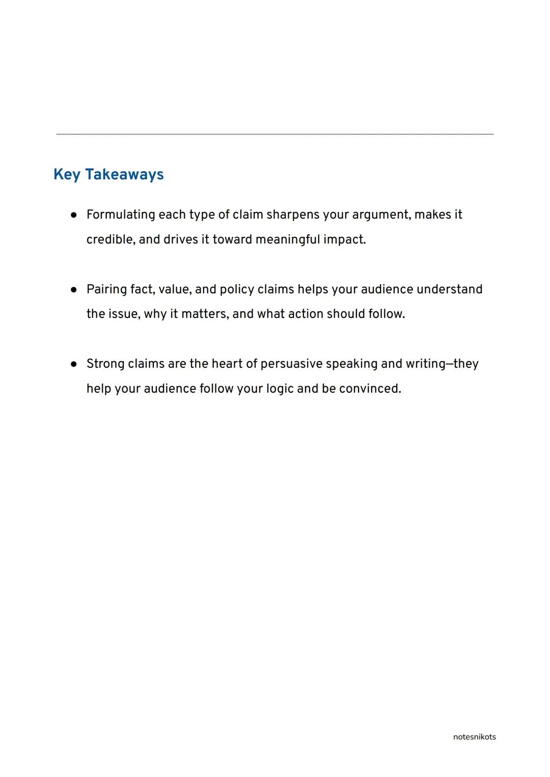 Formulating Claims of Fact, Policy, and
Value
English 10 | Quarter 2 | Lesson 5
What's a Claim?
A claim is the main statement in an argument