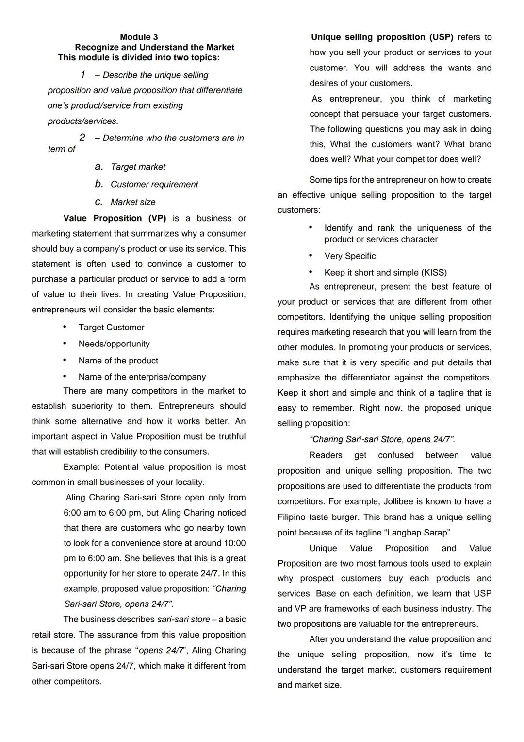 Introduction to
Entrepreneurship (MODULE 1)
After reading this module, the learners should be
able to:
1. discuss the relevance of the cours