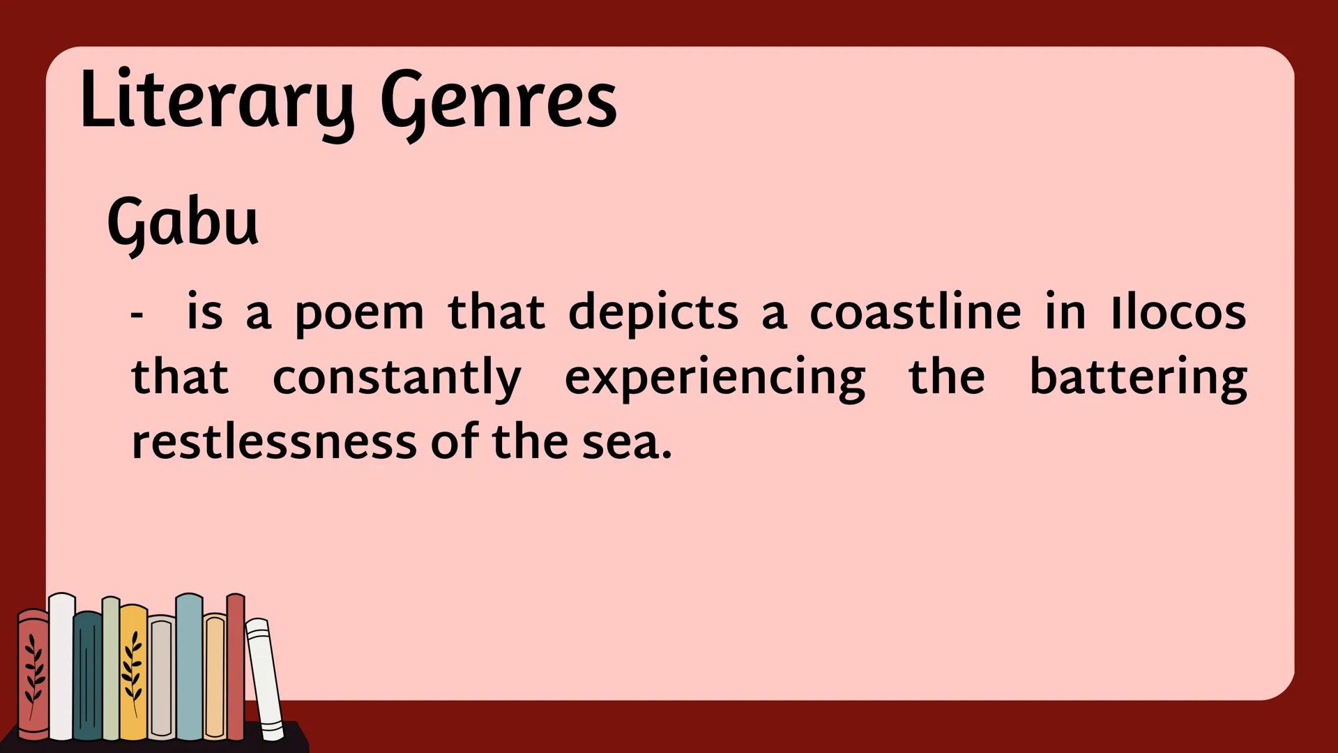 Literature
• comes from the Latin word “LITERA” which literally
means an acquaintance with letters.
• It is a body of work, either written,