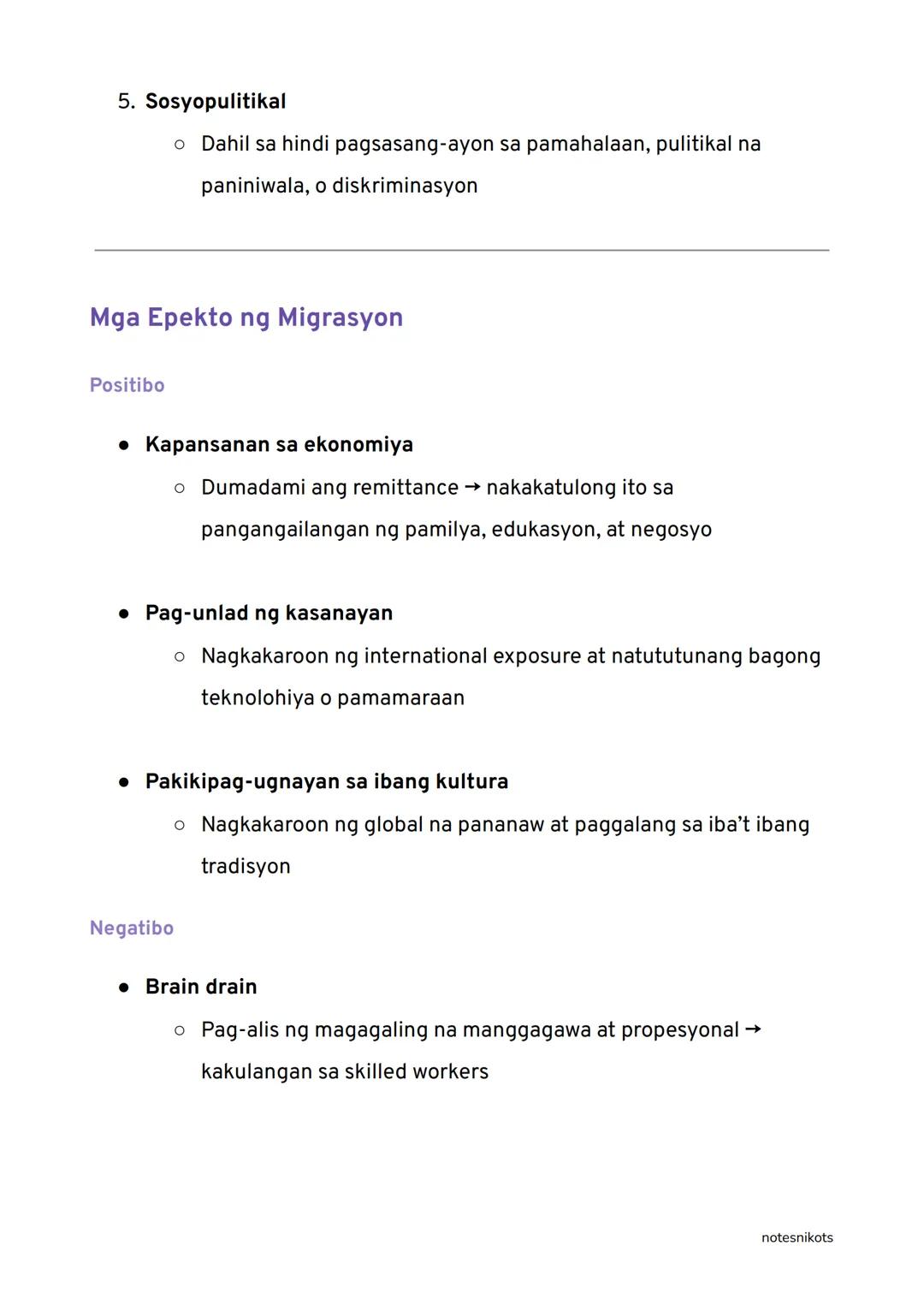 Mga Dahilan at Epekto ng Migrasyon
Araling Panlipunan 10 | Ikalawang Markahan | Aralin 3
Ano ang Migrasyon?
Migrasyon ay ang paglipat ng tao