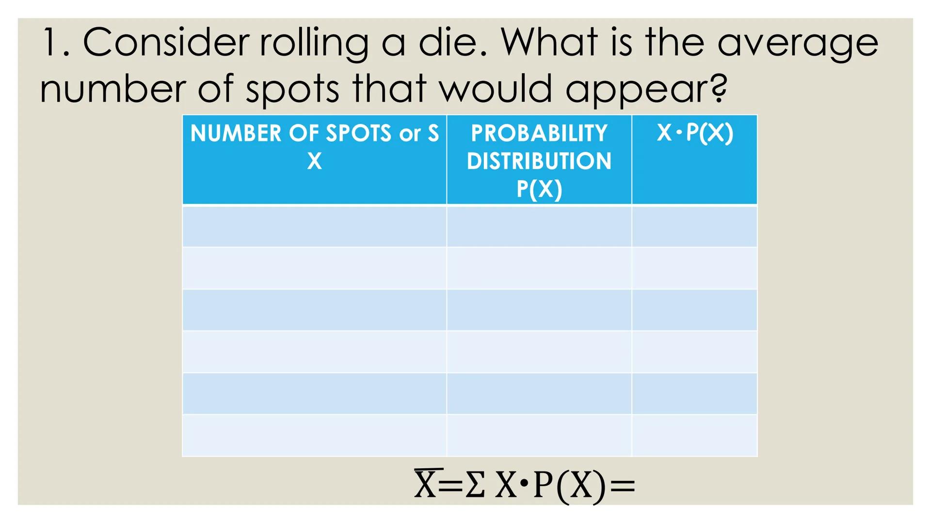 # PROBABILITY ## OBJECTIVES
* illustrates a random variable
(discrete and continuous)
* distinguishes between a discrete and a
continuous r