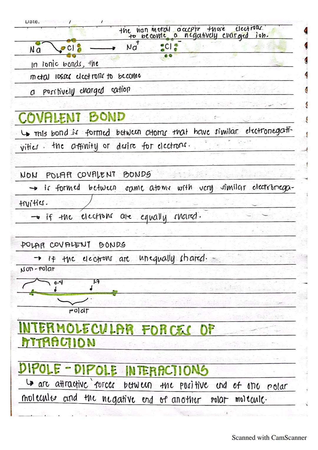 Date.
/
/
gen-chem 2
INTRAMOLECULAR FORCES
are forces that hold atoms together within a molecule.
chemical bonds: stronger than intermolecul