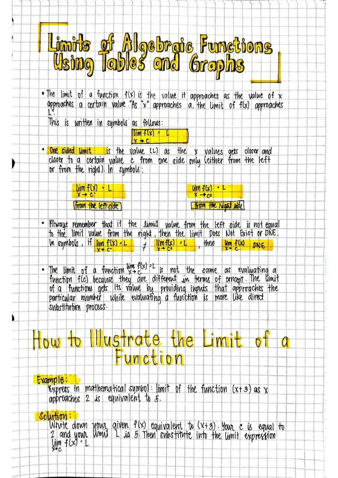 # BASIC CALCULUS
MARK KEVIN DIZON
II-STEM ARCHIMEDES Limits of Algebraic Functions
Using Tables and Graphs
• The limit of a function f(x) i