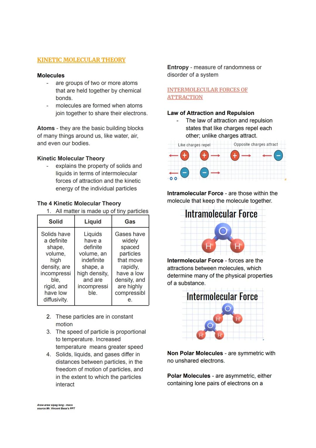 KINETIC MOLECULAR THEORY
Molecules
- are groups of two or more atoms
that are held together by chemical
bonds.
- molecules are formed when a