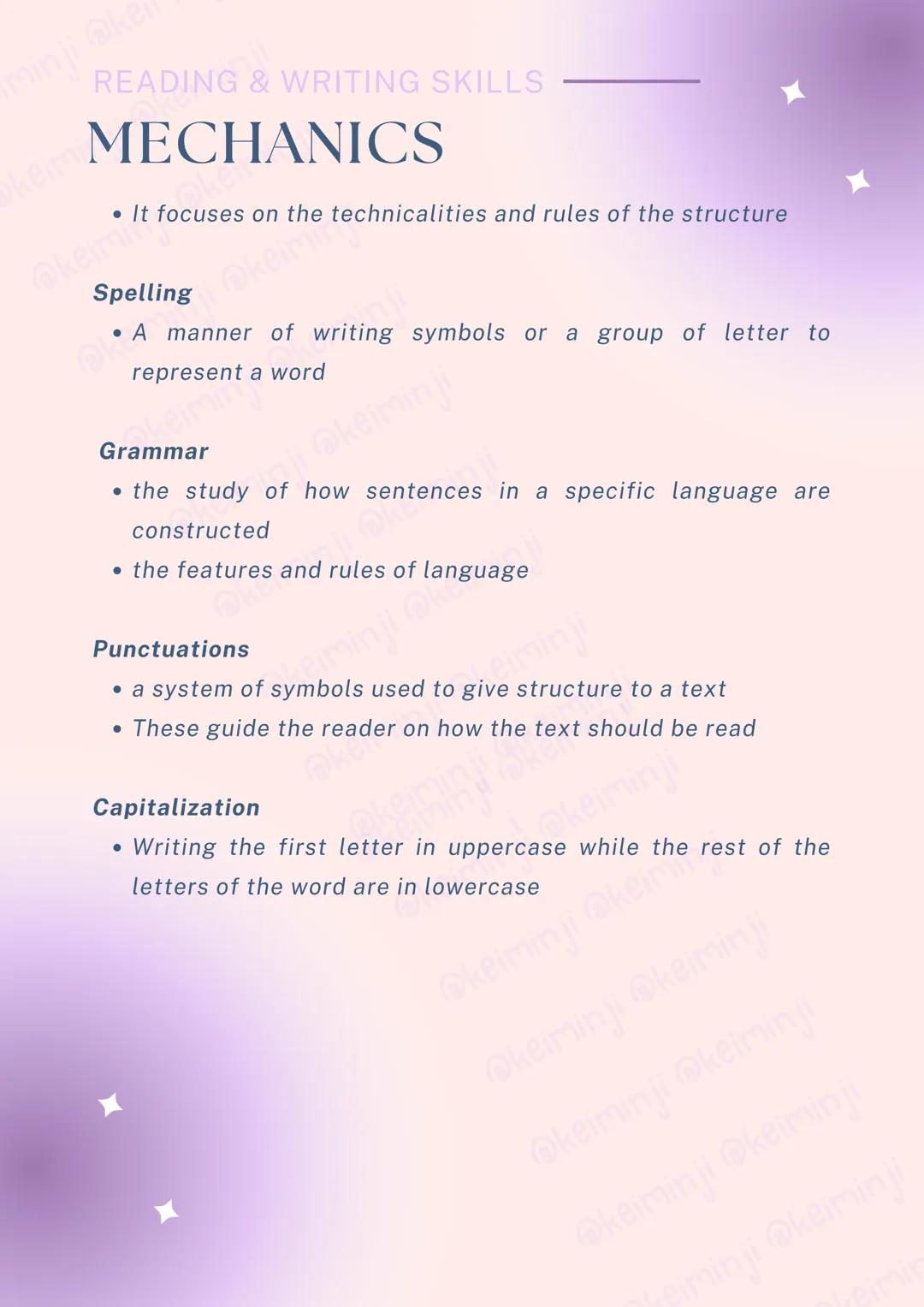 --- OCR Start ---
minji @ker
READING & WRITING SKILLS
keim READING & WRITING
READING
keimin ji
defined according to two types:
1. A decoding