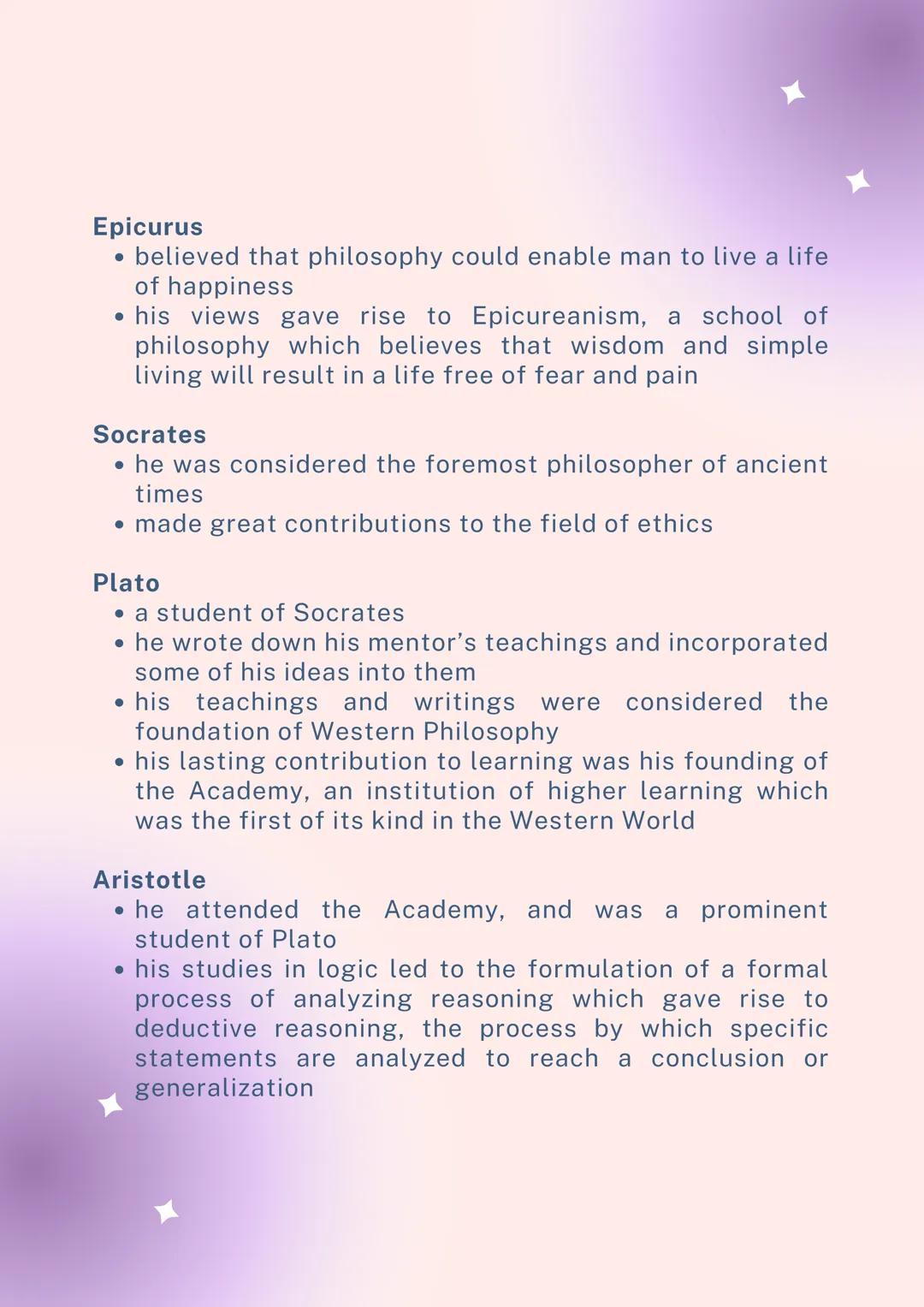 INTRO TO
PHILOSOPHY
WHAT IS PHILOSOPHY?
• The word came from two Greek words: philos (love) and
sophia (wisdom)
• Love of wisdom
MOST NOTABL