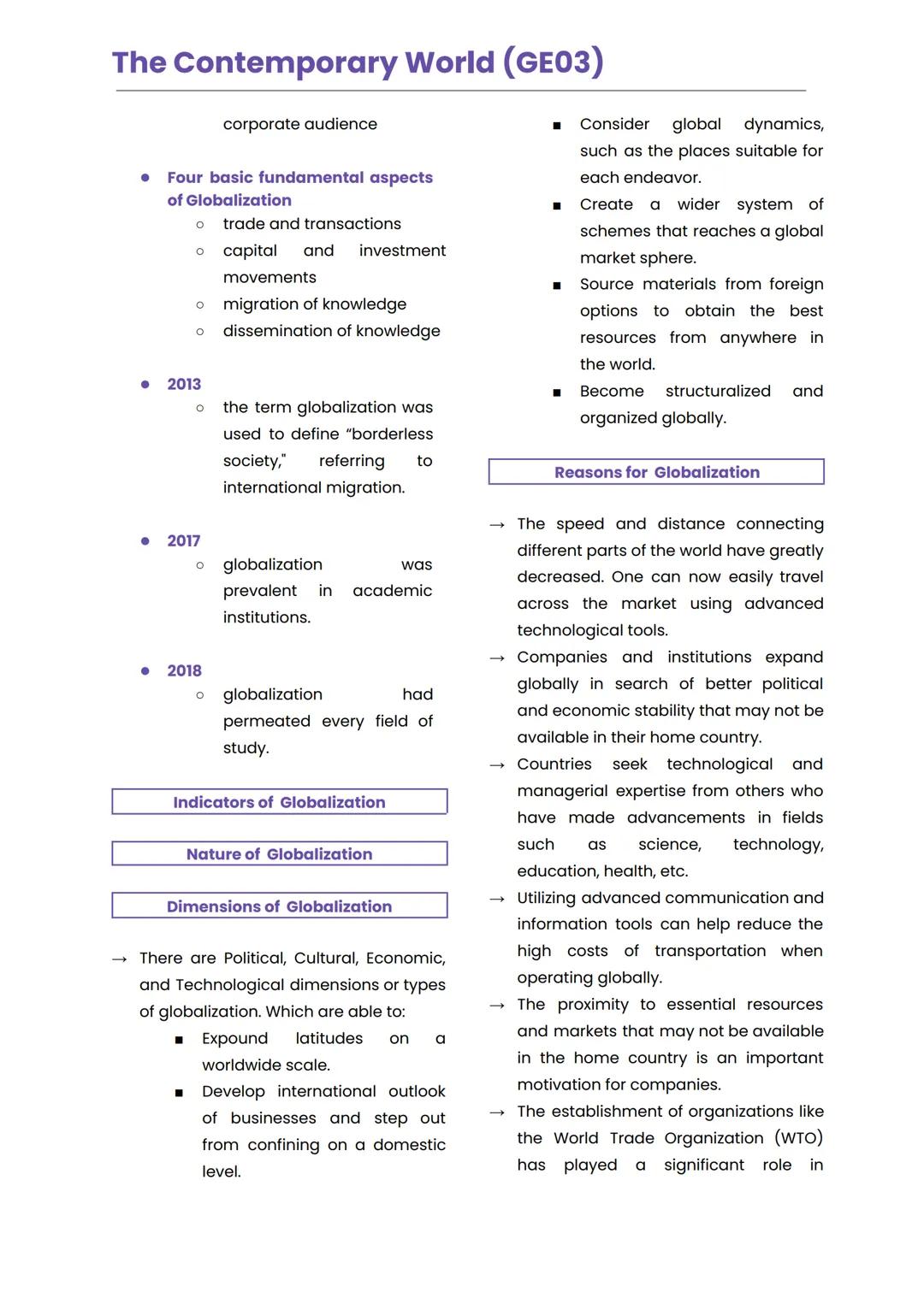 The Contemporary World (GE03)
LESSON 1
GLOBALIZATION
consciousness of the world
as a whole
Historical Foundation of the Term
Globalization
i