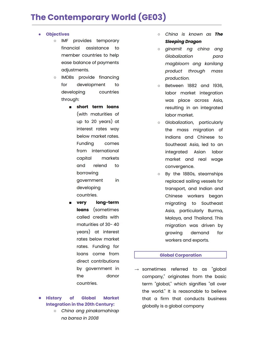 The Contemporary World (GE03)
LESSON 1
GLOBALIZATION
consciousness of the world
as a whole
Historical Foundation of the Term
Globalization
i