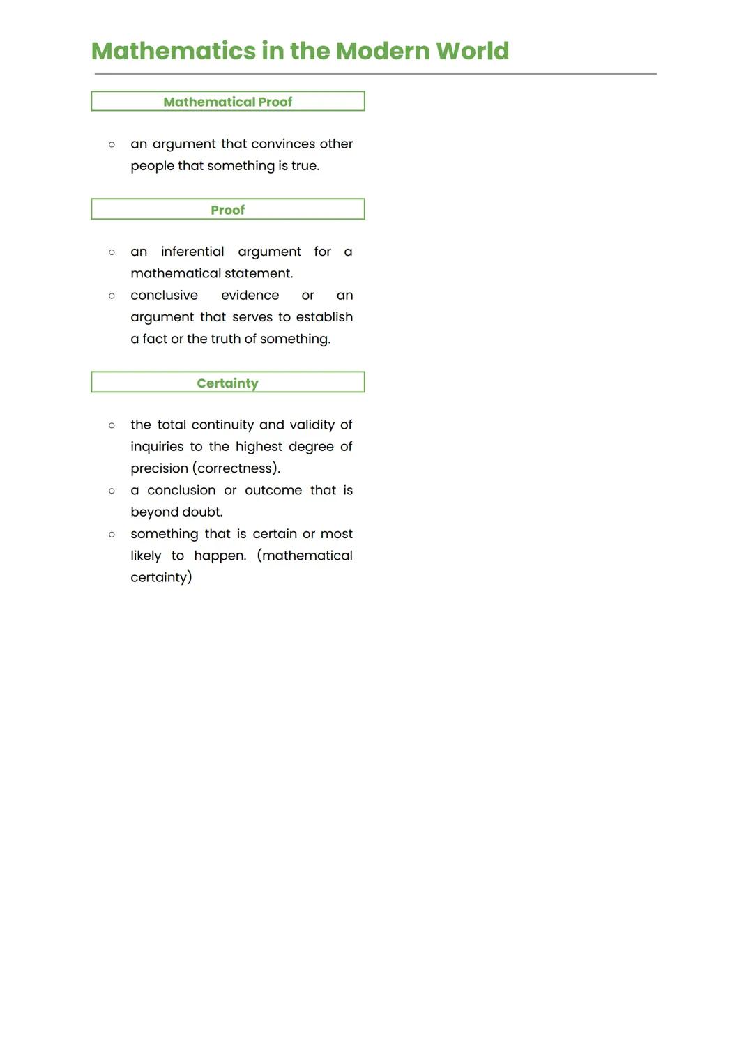 --- OCR Start ---
Mathematics in the Modern World
MATH ANXIETY
• Stress, tension & or strain on the
body & mind; often due to a
negative exp