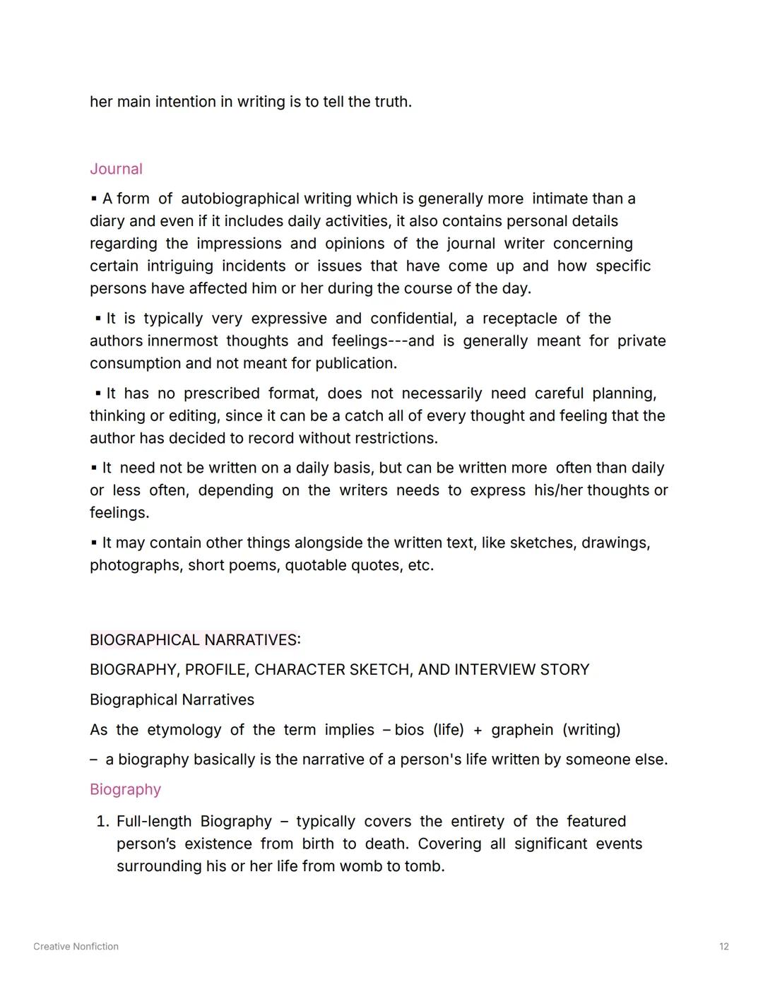 Creative Nonfiction
Created @July 8, 2025 9:08 AM
HUMSS CNF
Lesson 1: Introduction
The Difference between Creative Writing and Creative Nonf