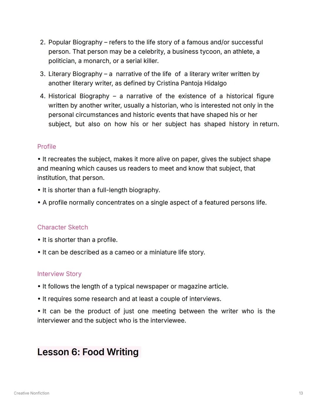 Creative Nonfiction
Created @July 8, 2025 9:08 AM
HUMSS CNF
Lesson 1: Introduction
The Difference between Creative Writing and Creative Nonf