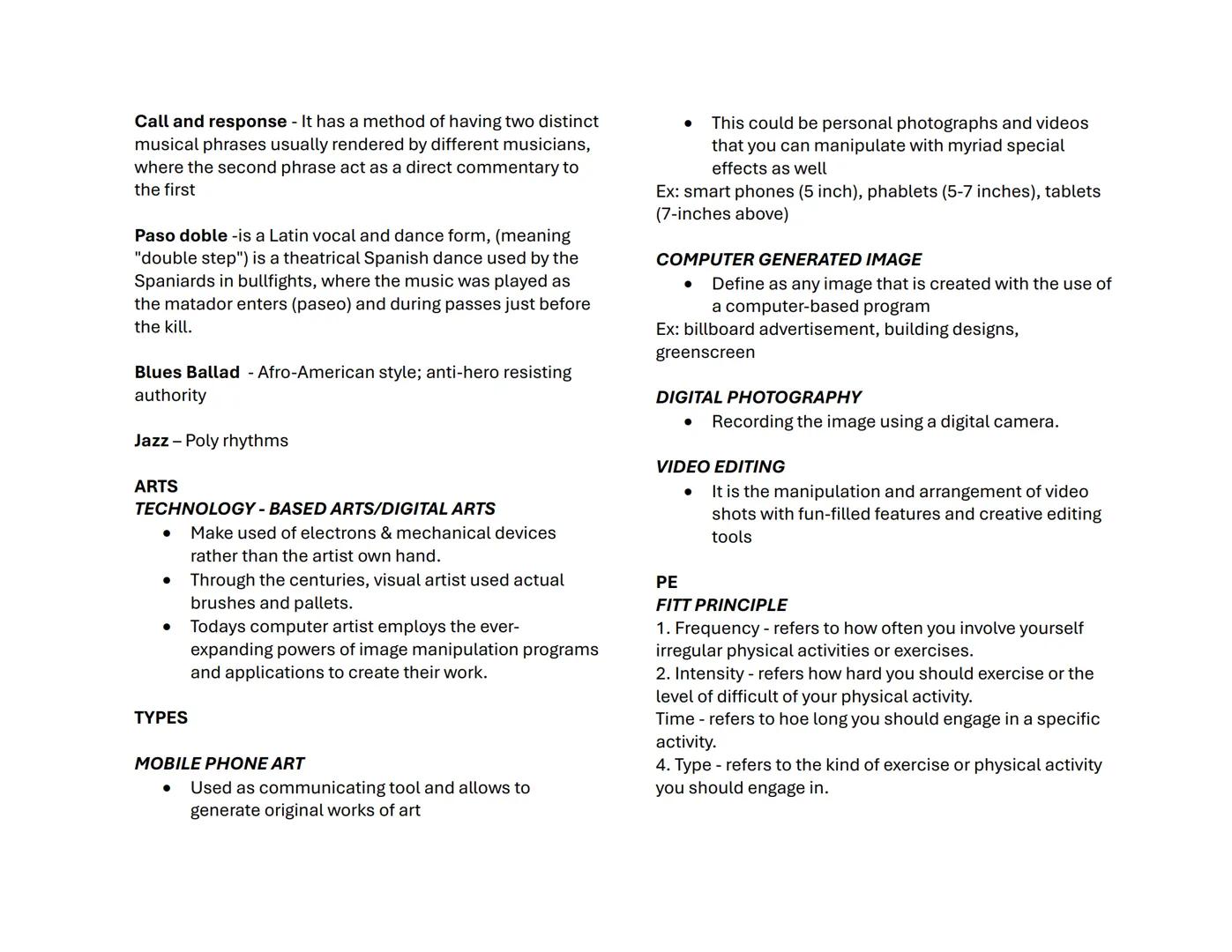 Music
African music
• African music has rich and diverse cultural heritage that exist in hundreds of different languages.
• technique of "Ca