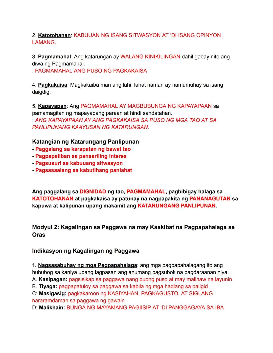 ESP 3RD QUARTER REVIEWER
Modyul 1: Katarungang Panlipunan
Katarungan: Ito ang pagbibigay sa kapwa ng nararapat sa kaniya.
: Ang pagiging mak