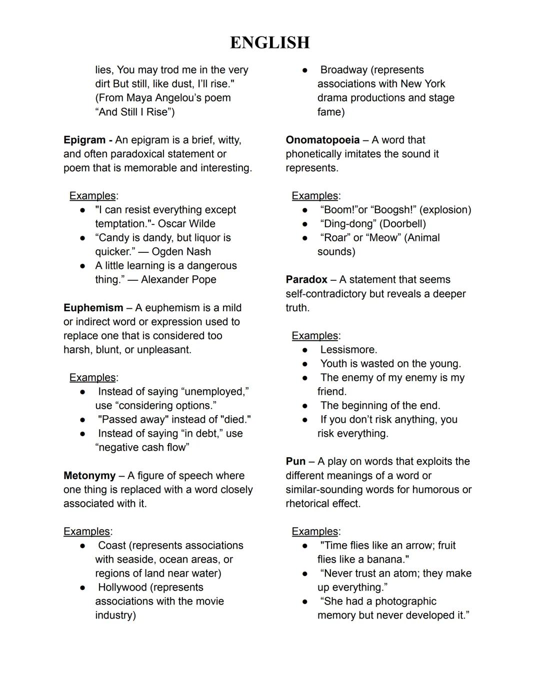ENGLISH
FIGURE OF SPEECH
Figures of speech are literary
devices that enhance the
meaning, sound, and imagery of
language. They are used to
e