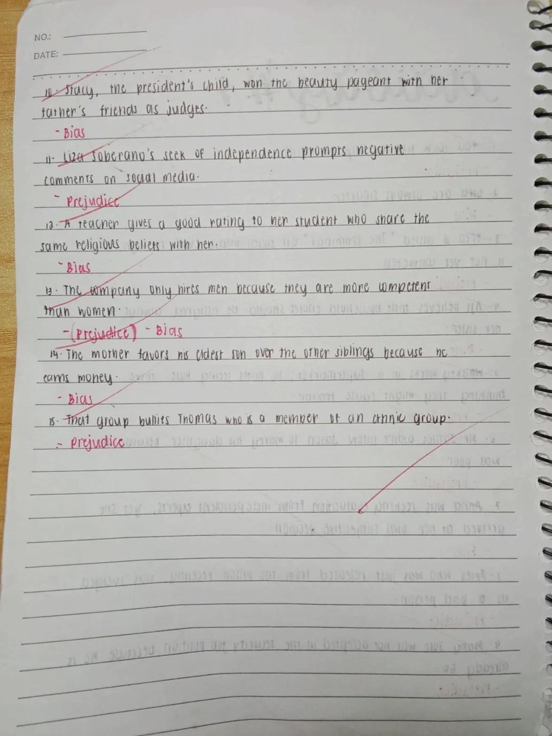 #1 15/
activity #1
1. You look like a Filipino maid.
-Prejudice
2. Gifts are always smarter.
Bias
15
3- oreo is called "The criminal" on soc
