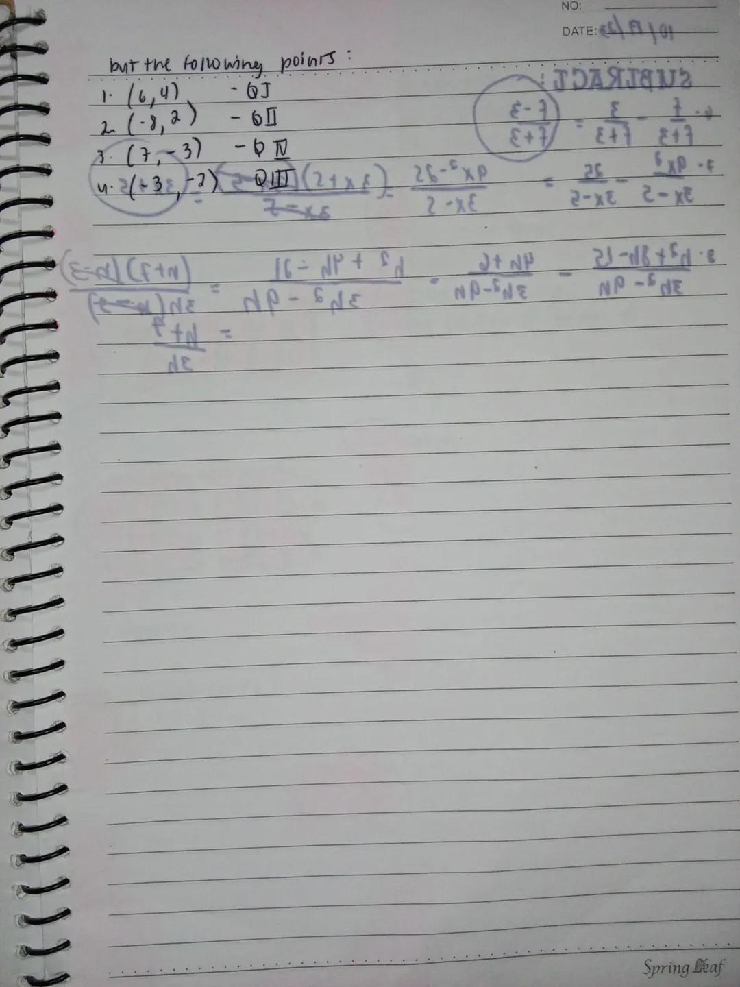 Special products
NO:
DATE: 09/03/23
The product of 2 Binomials ( FOIL METHOD)
(a + b) (c+d) = ab + ad + bc + bd
2
ex. 1.(x+1)(x+2) = x² + 2x
