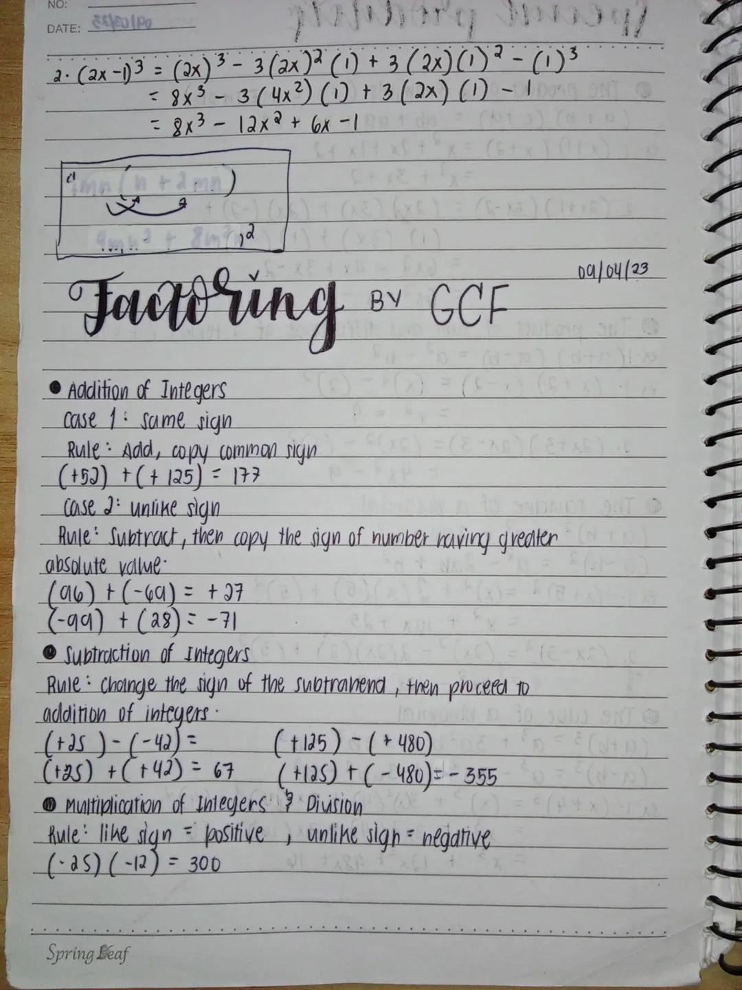 Special products
NO:
DATE: 09/03/23
The product of 2 Binomials ( FOIL METHOD)
(a + b) (c+d) = ab + ad + bc + bd
2
ex. 1.(x+1)(x+2) = x² + 2x