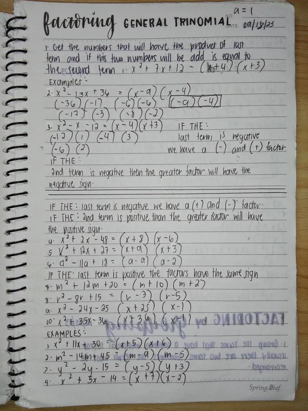 Special products
NO:
DATE: 09/03/23
The product of 2 Binomials ( FOIL METHOD)
(a + b) (c+d) = ab + ad + bc + bd
2
ex. 1.(x+1)(x+2) = x² + 2x