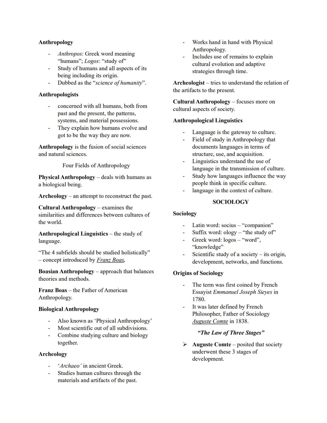 Anthropology
Anthropos: Greek word meaning
"humans"; Logos: "study of"
Study of humans and all aspects of its
being including its origin.
Du