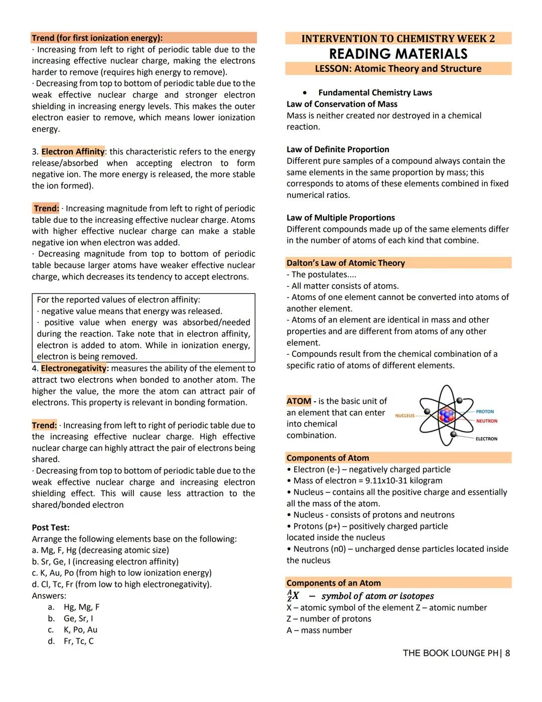 ## GRADE 12 STEM NOTES AND LECTURES
# General Chemistry 1
— THE BOOK LOUNGE PH —
## GENERAL CHEMISTRY WEEK 1
### Introduction to Chemist