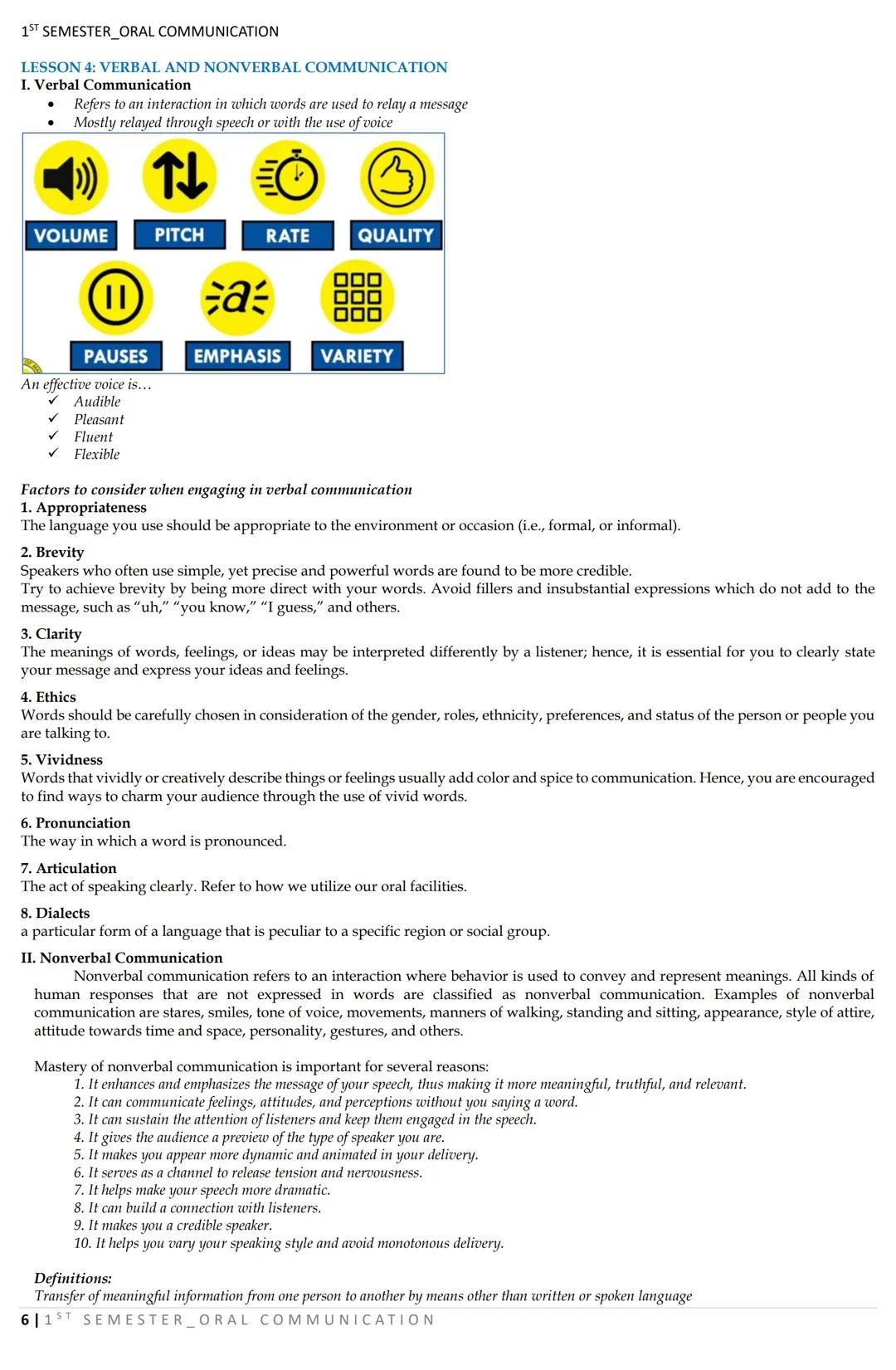 1ST SEMESTER_ORAL COMMUNICATION
LESSON 1: Nature and Elements of Communication
What is COMMUNICATION?
DEFINITIONS:
COMMUNICATION AS A TWO-WA