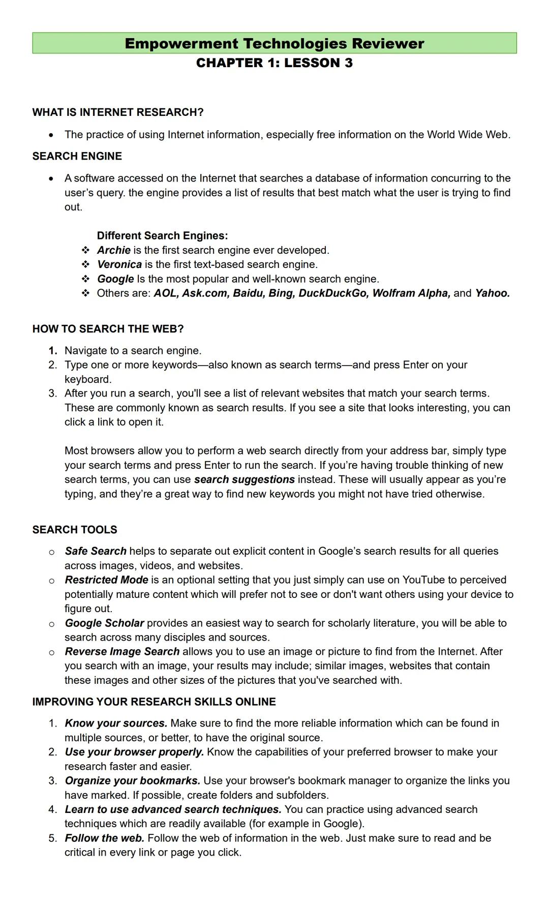 Empowerment Technologies Reviewer
CHAPTER 1: LESSON 1
WHAT IS ICT?
* Stands for "Information and
Communications Technology."
* ICT mainly de