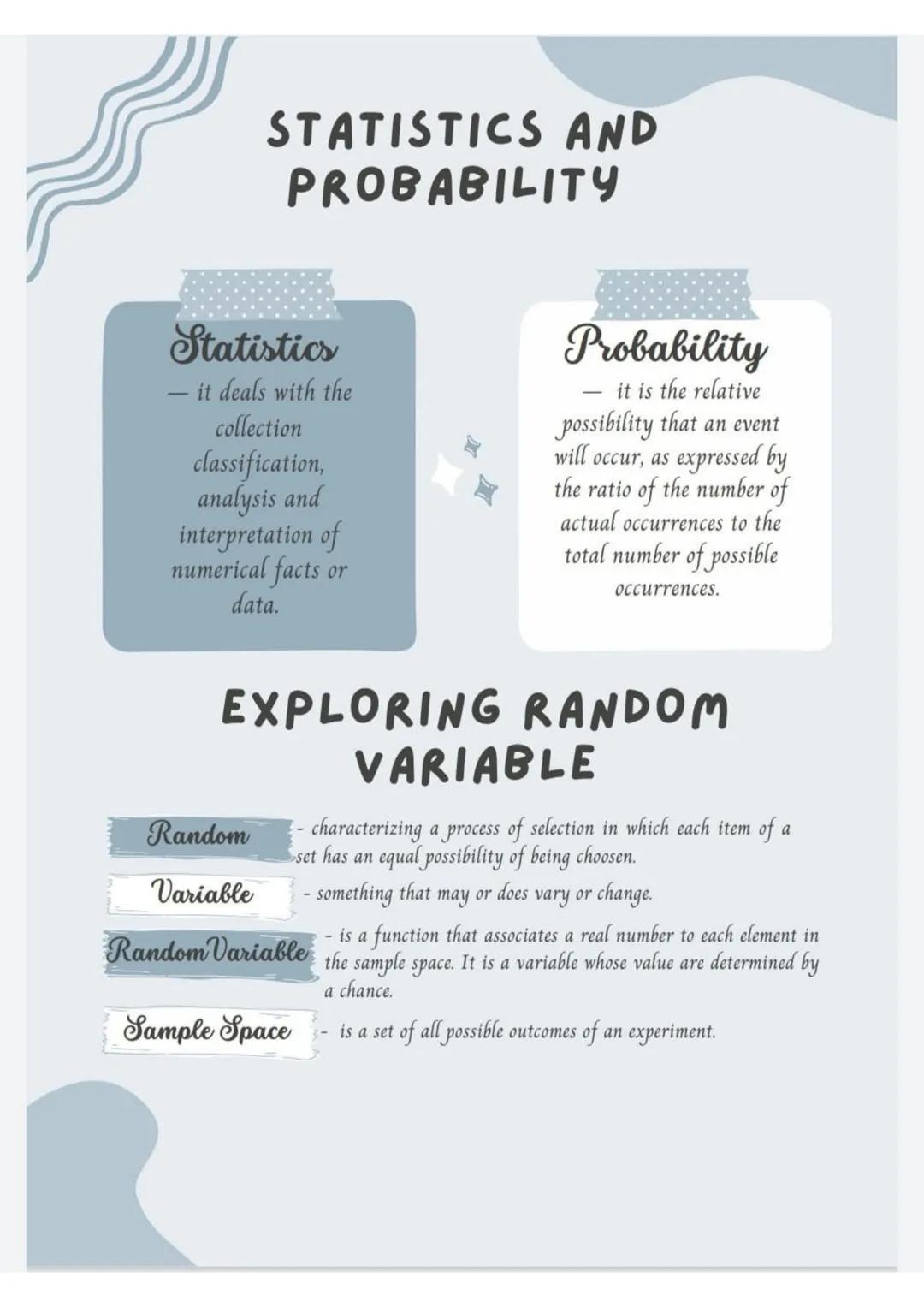 # STATISTICS
AND
PROBABILITY
MARK KEVIN DULDULAO
11 STEM – ARCHIMEDES STATISTICS AND
PROBABILITY
Statistics
- it deals with the
collectio