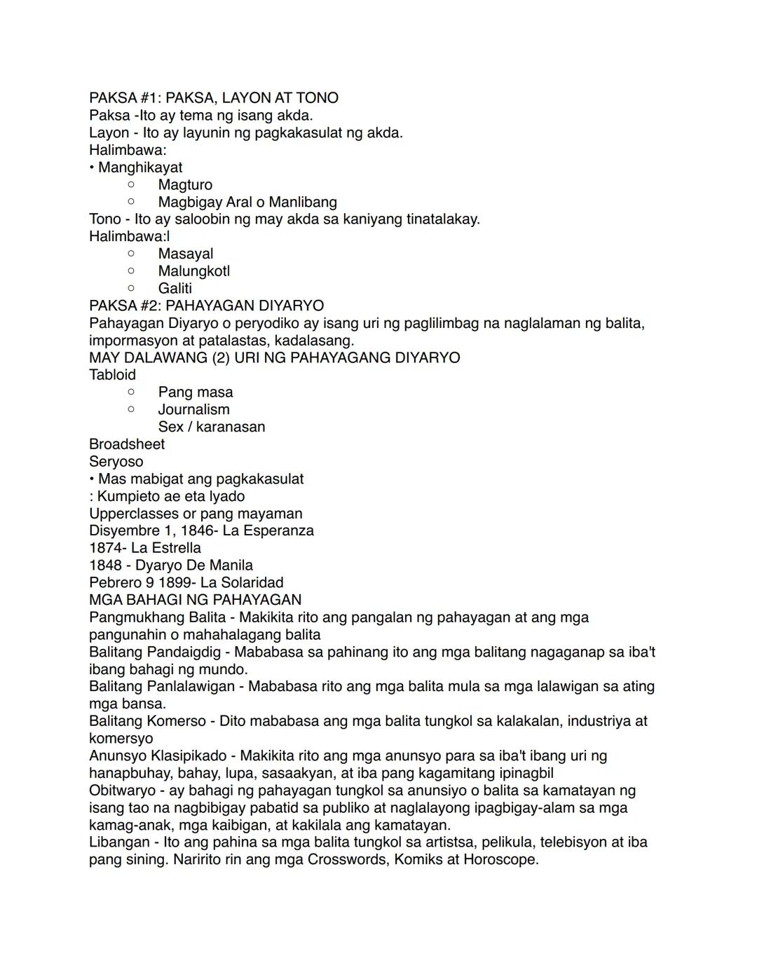 PAKSA #1: PAKSA, LAYON AT TONO
Paksa -Ito ay tema ng isang akda.
Layon - Ito ay layunin ng pagkakasulat ng akda.
Halimbawa:
• Manghikayat
Ma