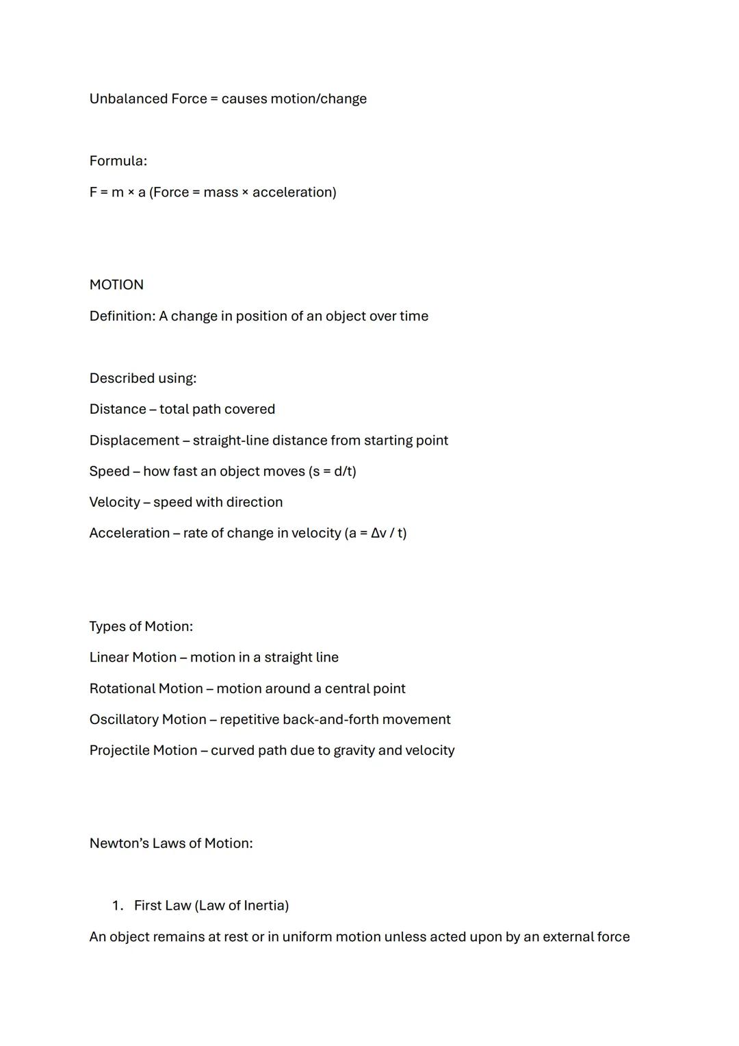 Physics (Force, Motion, Energy)
Physics
The study of matter, energy, and the interaction between them through space and time
Deals with natu