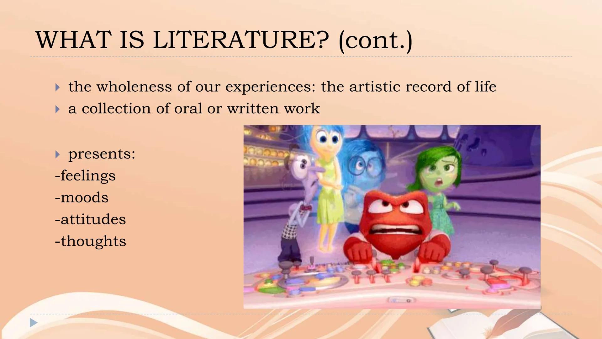 # INTRODUCTION TO 21ST
# CENTURY LITERATURE BELL WORK
Literature is one of the most
interesting and significant
expressions of humanity.
~ P