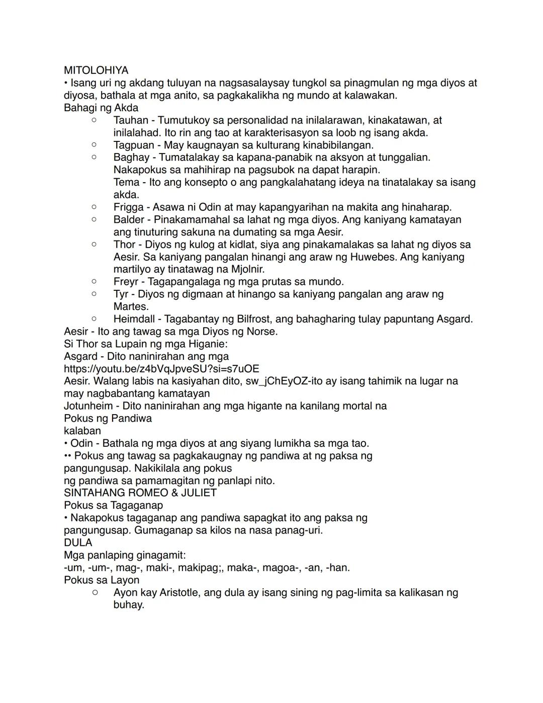 MITOLOHIYA
• Isang uri ng akdang tuluyan na nagsasalaysay tungkol sa pinagmulan ng mga diyos at
diyosa, bathala at mga anito, sa pagkakalikh