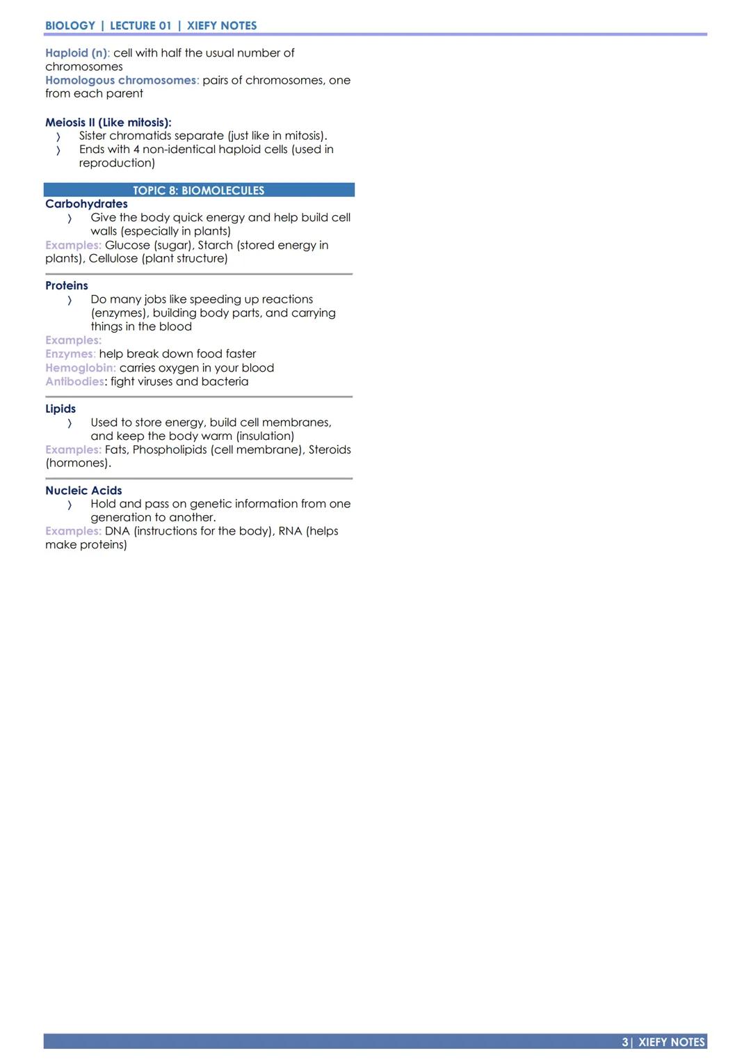 BIOLOGY & EARTH SCIENCE
XIEFY NOTES LECTURE 01 | DOST JLSS 2025
THE CELL & BIOMOLECULES
TOPIC 01: THE CELL THEORY
Postulates:
1. All living