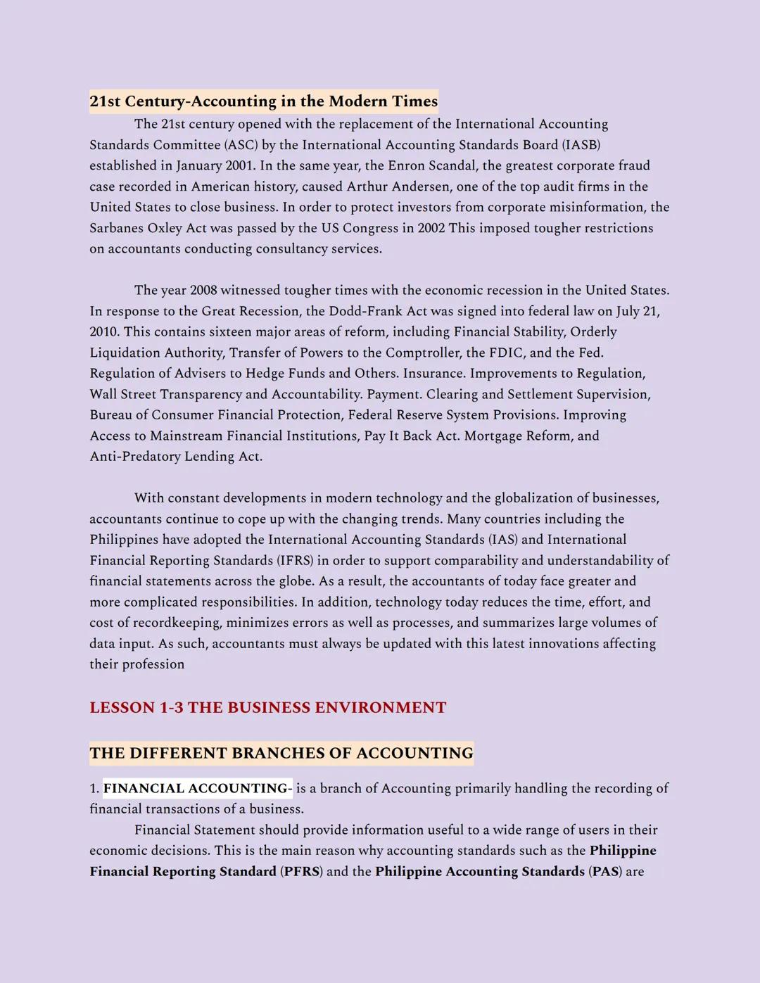 PART 1: INTRODUCTION TO ACCOUNTING
Chapter 1: The Nature of Accounting and Its Business Environment
LESSON 1-1 THE NATURE OF ACCOUNTING
WHAT