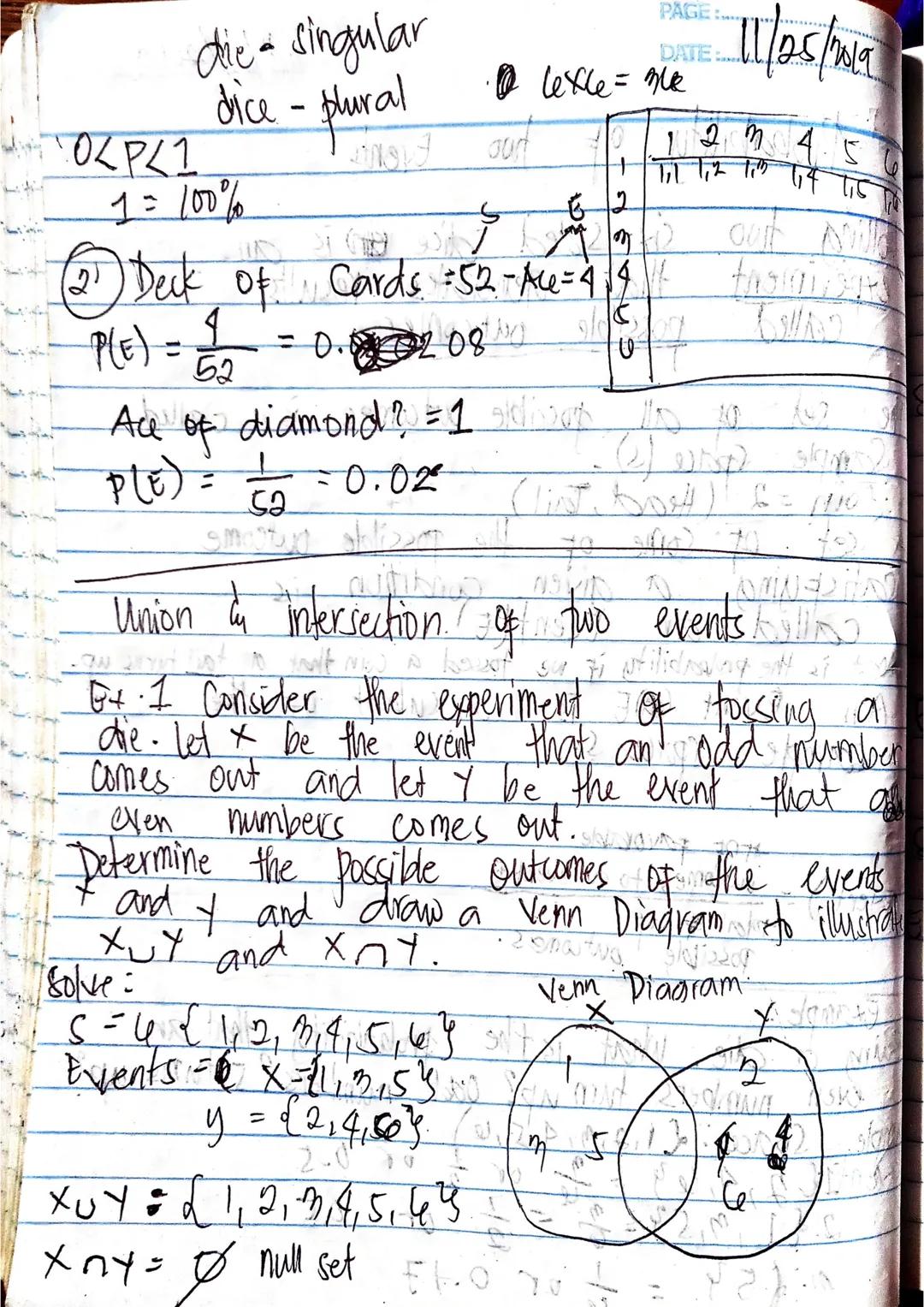 Five
5!-7 tutorial
PAGE
DATE: Nov 5, 2019
Statistics & Probability
Probability - possible outcome of an event.
Statistics - gather, compute