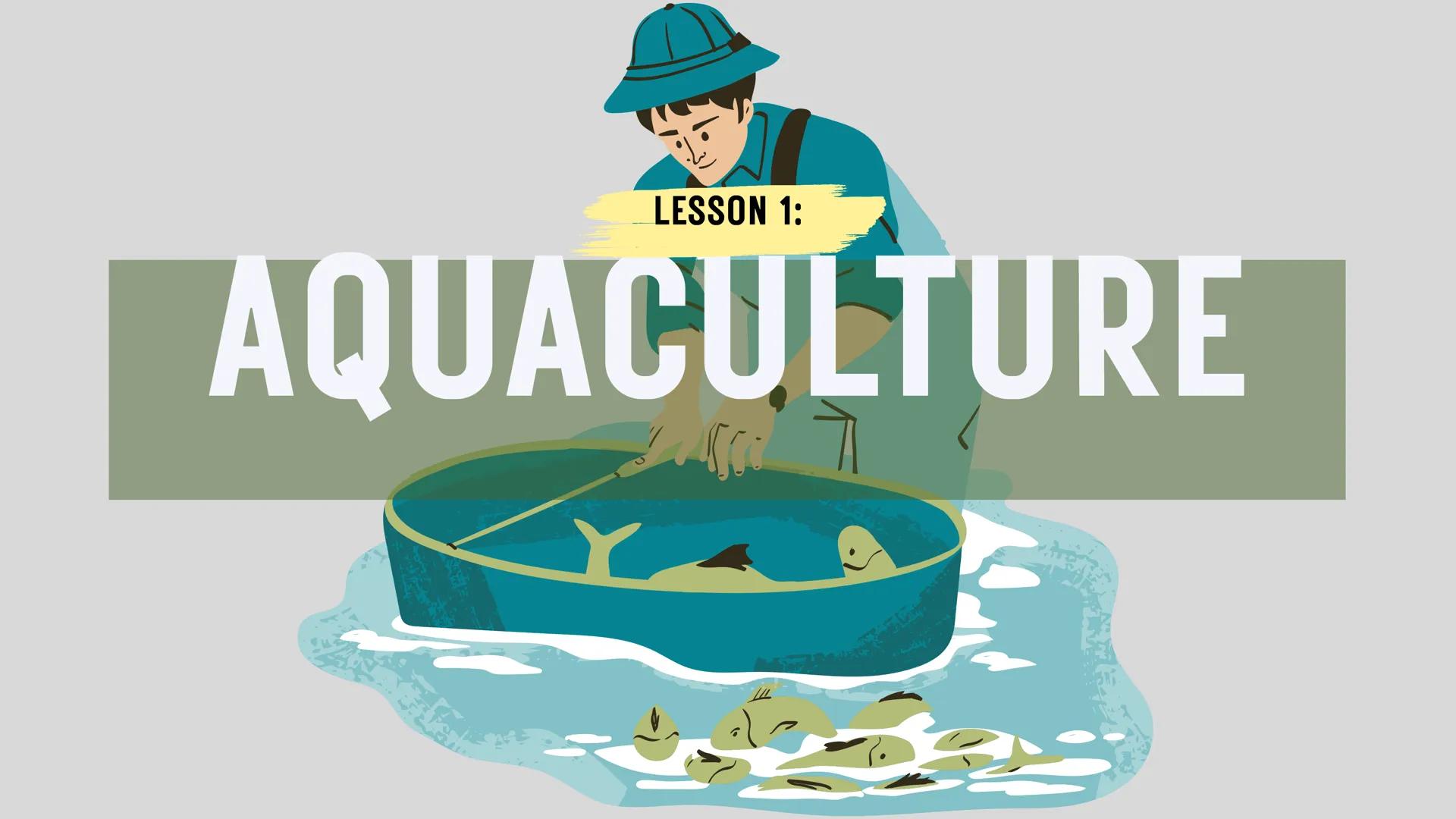 # LESSON 1:
# AQUACULTURE AQUACULTURE
is the farming of aquatic
organisms such as fish
and
shellfish under
controlled conditions RA 8550 (T