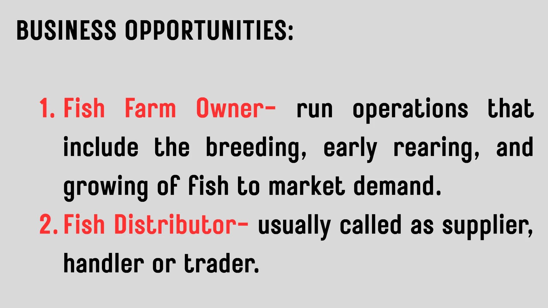 # LESSON 1:
# AQUACULTURE AQUACULTURE
is the farming of aquatic
organisms such as fish
and
shellfish under
controlled conditions RA 8550 (T