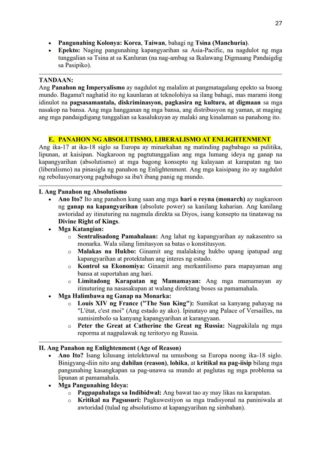--- OCR Start ---
1
COMPENDIUM OF NOTES
ARALING PANLIPUNAN GRADE 8
"ANG ASYA AT DAIGDIG"
Batay sa Revised K to 12 Curriculum
UNANG MARKAHAN