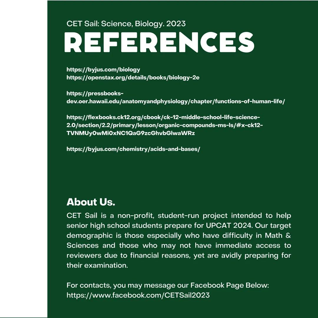 CET
SAIL!
with
SCIENCE
VOLUME 2: SCIENCE
I. Biology (1st Half) CET sail with
SCIENCE
Topic Outline
I. Biology
1. Branches of Biology
2. Cell