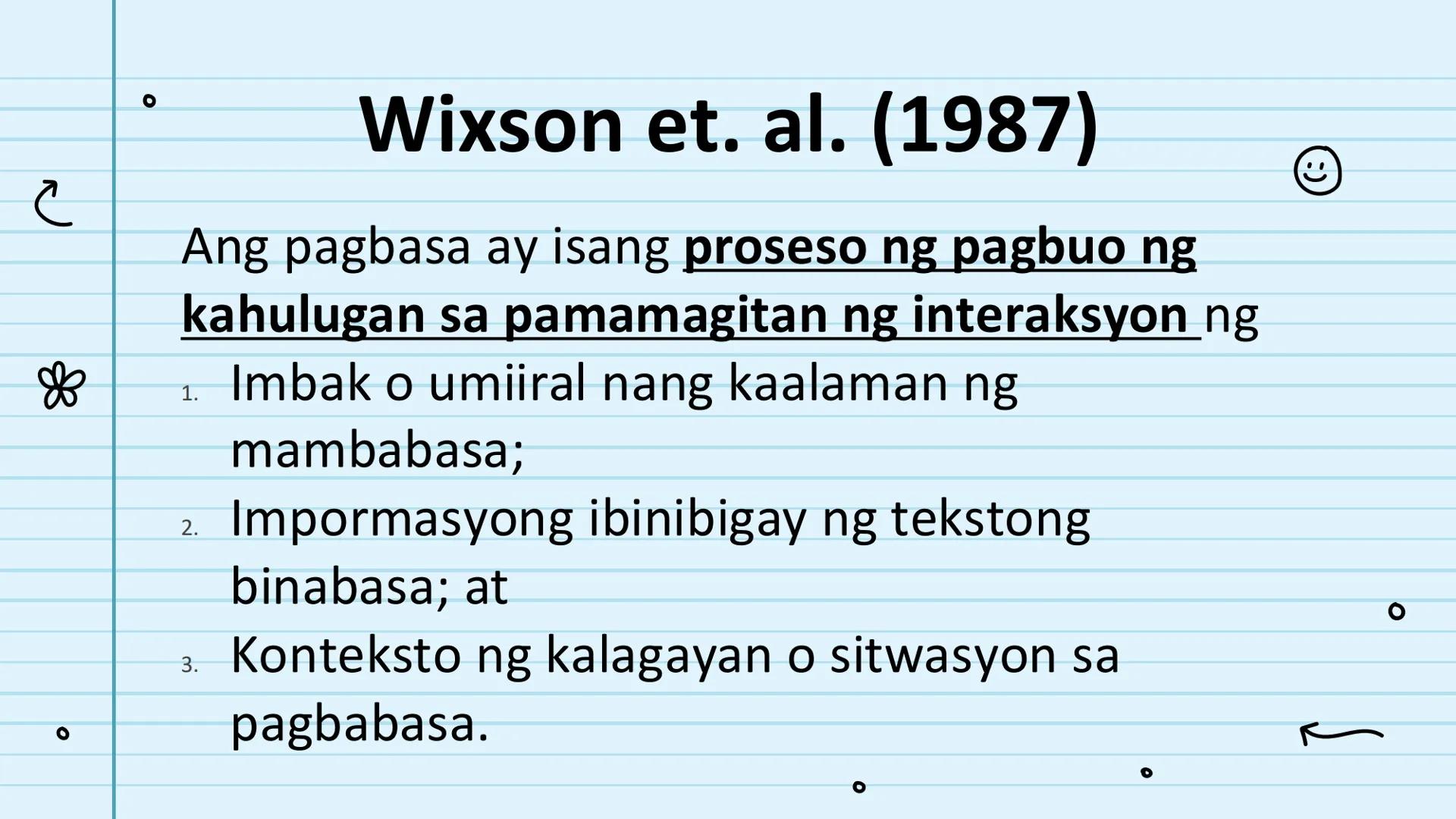 le
☆
Pagbasa at Pagsusuri
ng Iba't Ibang Teksto
Tungo sa
Pananaliksik
😊 UNANG
KWARTER NILALAMAN
PAMANTAYANG
PANGNILALAMAN
PAMANTAYAN SA PAG