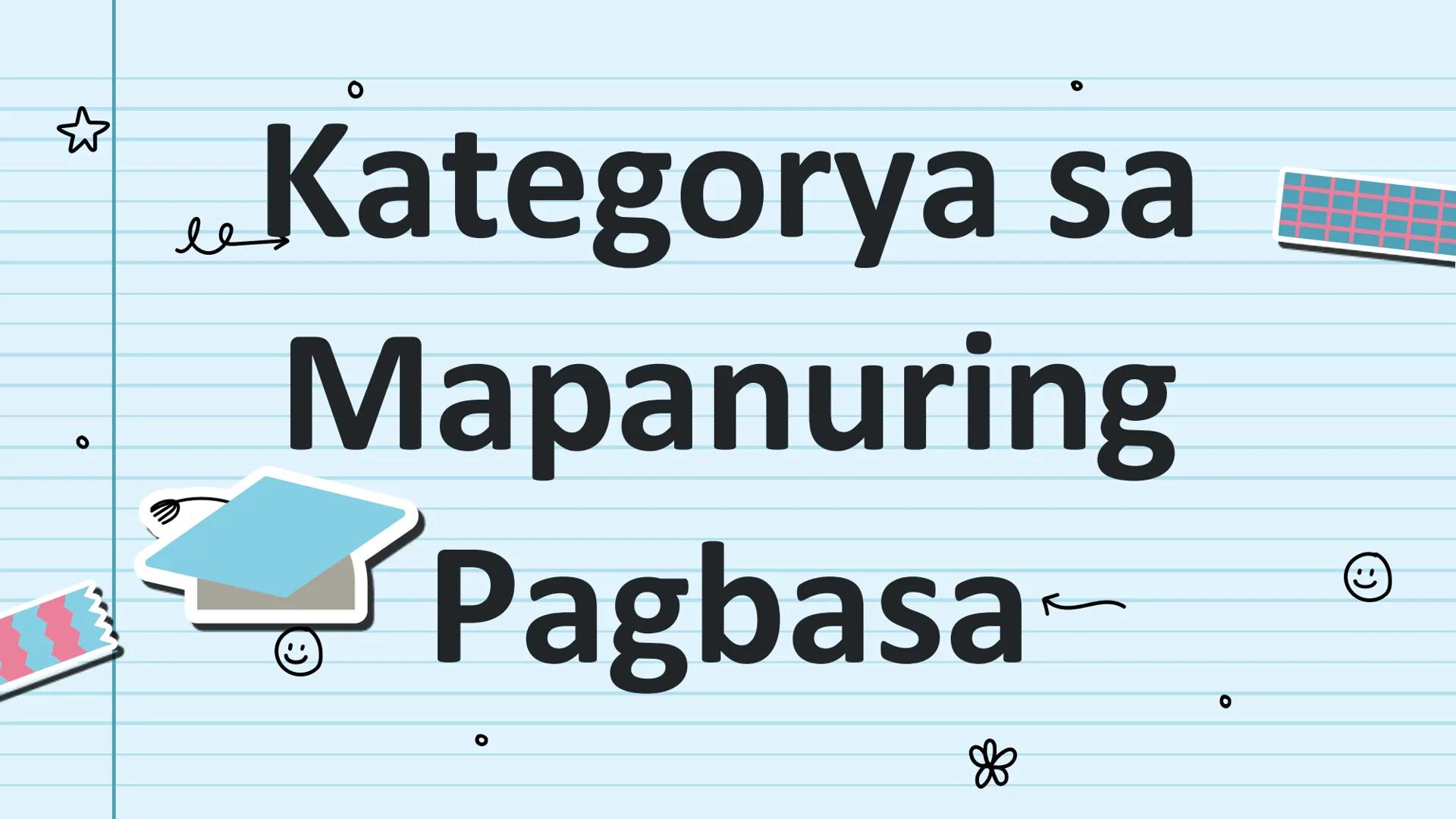 le
☆
Pagbasa at Pagsusuri
ng Iba't Ibang Teksto
Tungo sa
Pananaliksik
😊 UNANG
KWARTER NILALAMAN
PAMANTAYANG
PANGNILALAMAN
PAMANTAYAN SA PAG