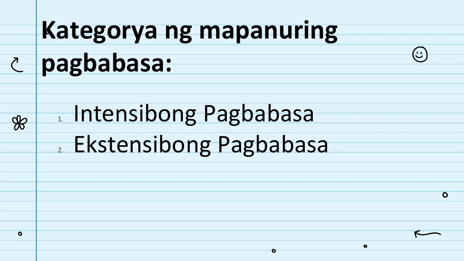 le
☆
Pagbasa at Pagsusuri
ng Iba't Ibang Teksto
Tungo sa
Pananaliksik
😊 UNANG
KWARTER NILALAMAN
PAMANTAYANG
PANGNILALAMAN
PAMANTAYAN SA PAG