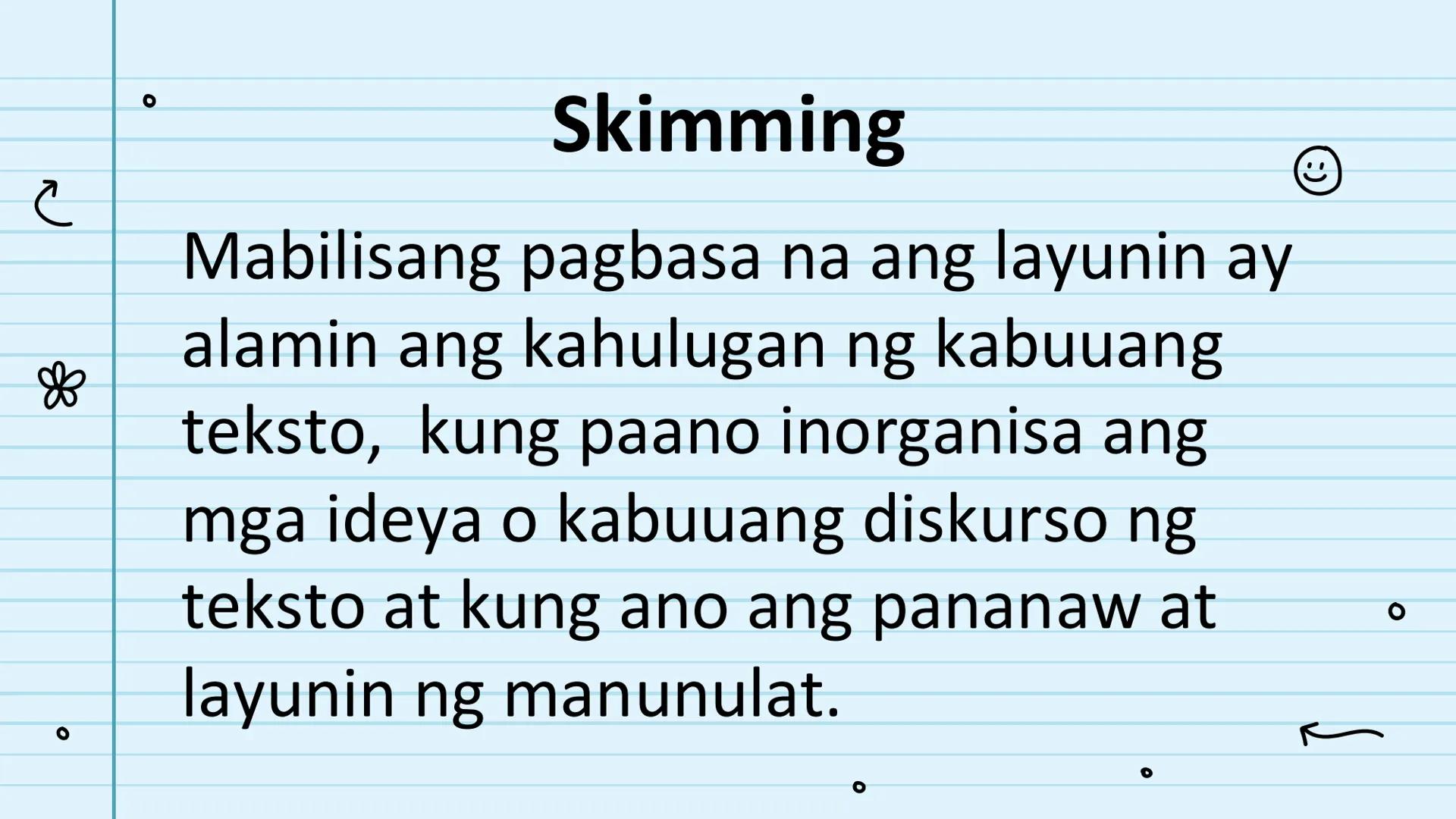 le
☆
Pagbasa at Pagsusuri
ng Iba't Ibang Teksto
Tungo sa
Pananaliksik
😊 UNANG
KWARTER NILALAMAN
PAMANTAYANG
PANGNILALAMAN
PAMANTAYAN SA PAG