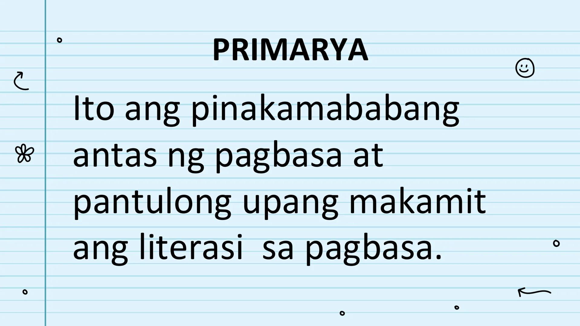 le
☆
Pagbasa at Pagsusuri
ng Iba't Ibang Teksto
Tungo sa
Pananaliksik
😊 UNANG
KWARTER NILALAMAN
PAMANTAYANG
PANGNILALAMAN
PAMANTAYAN SA PAG